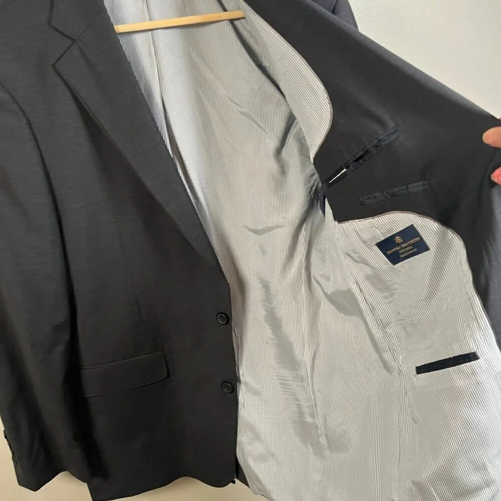 Brooks Brothers Explorer Blazer Jacket Size 44 L Madison Fit Gray Career Work